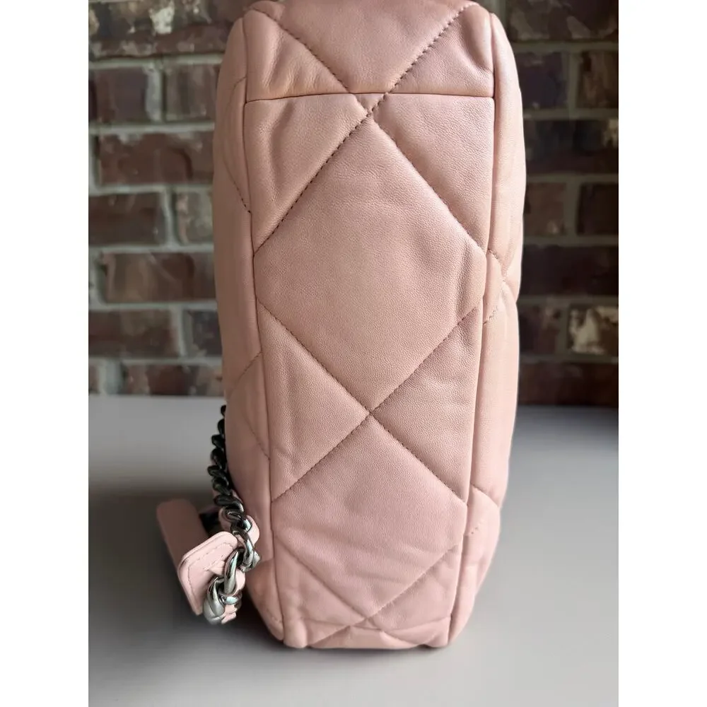 Chanel 19 Flap Bag Quilted Leather Large Light Pink 82937